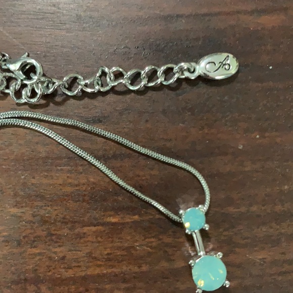 Aqua and Silver Earrings snd Necklace Set - Picture 4 of 4